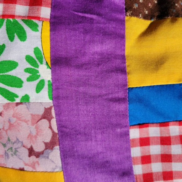 Handmade Patchwork Quilt Home Ec Project With Purple Borders No Batting - Picture 13 of 16